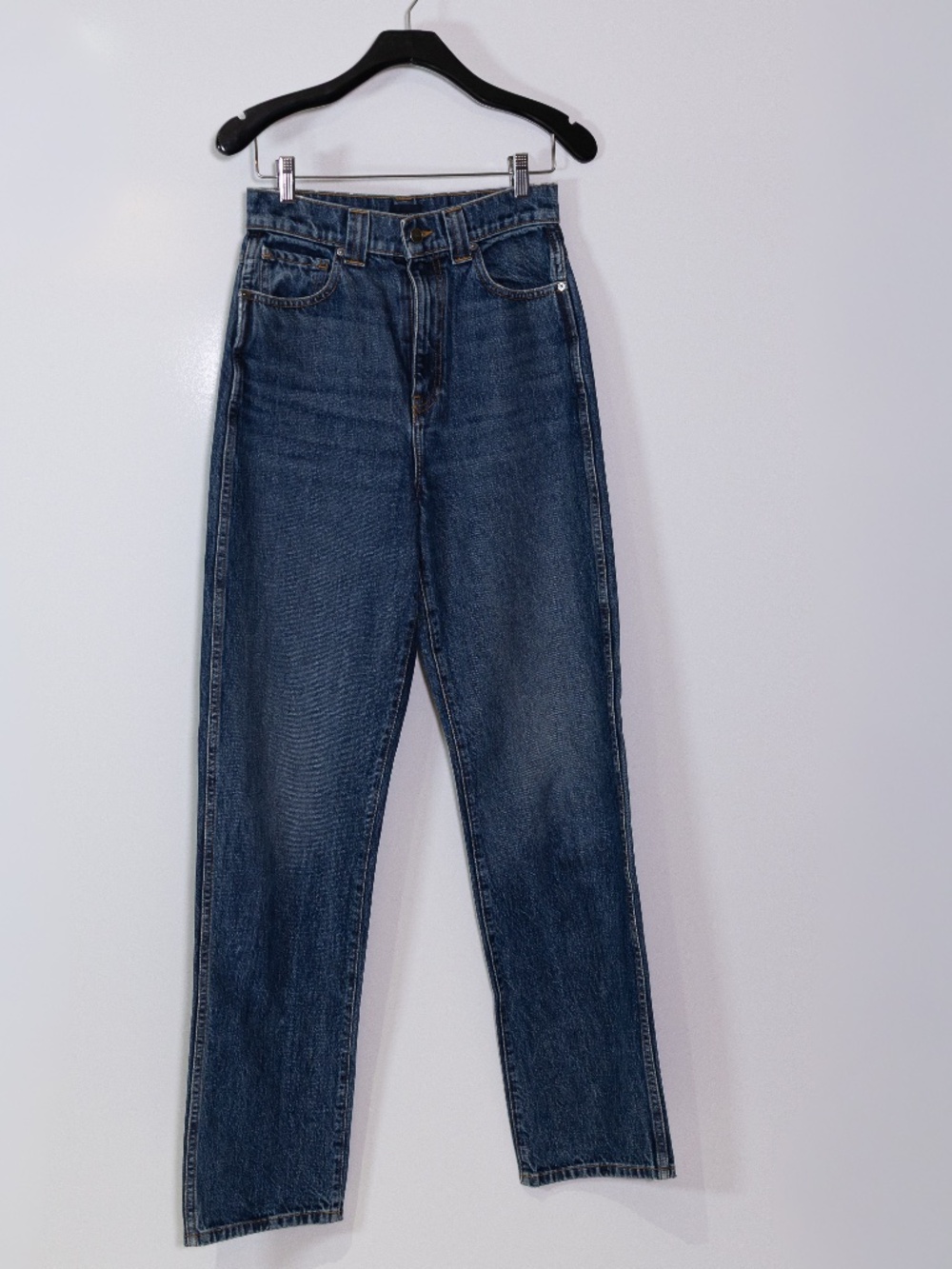 Khaite Albi Cotton Super High Rise Rigid Straight Leg Denim Jeans 28